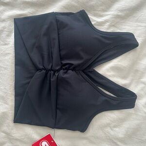 CycleBar Scrunch Front Black Sports Bra